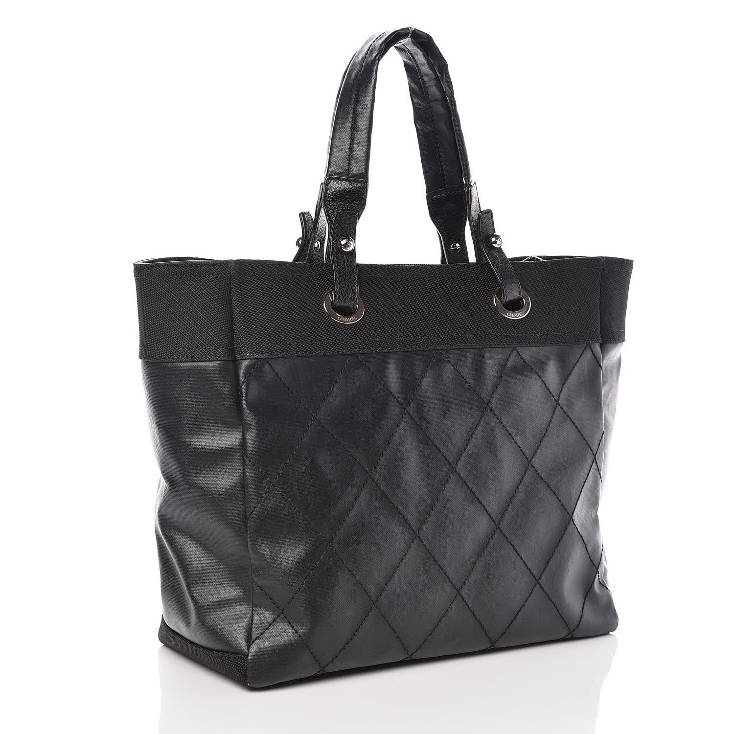 Chanel Coated Canvas Large Paris Biarritz Tote Black 3 of 9