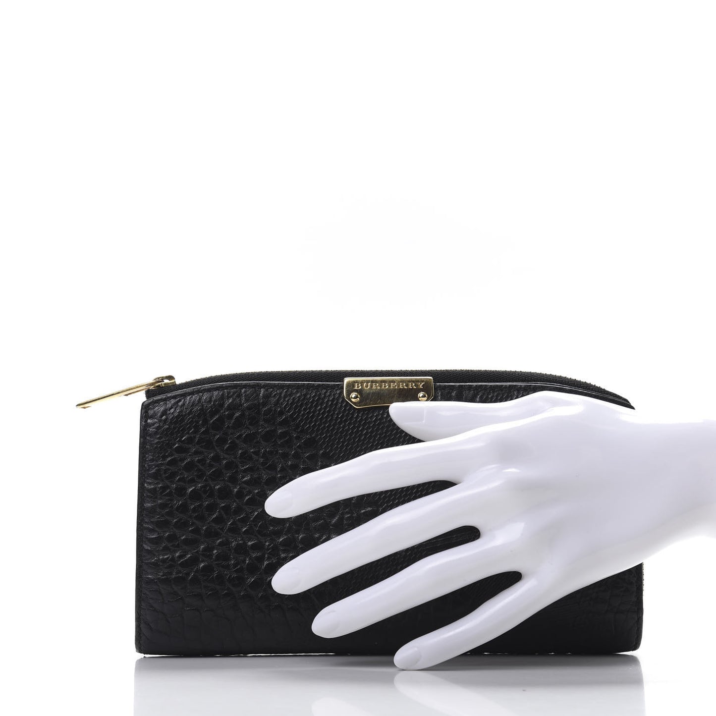 Signature Grain Calfskin Check Embossed Alvington Continental Wallet Black