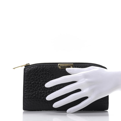 Burberry Signature Grain Calfskin Check Embossed Alvington Continental Wallet Black 2 of 7