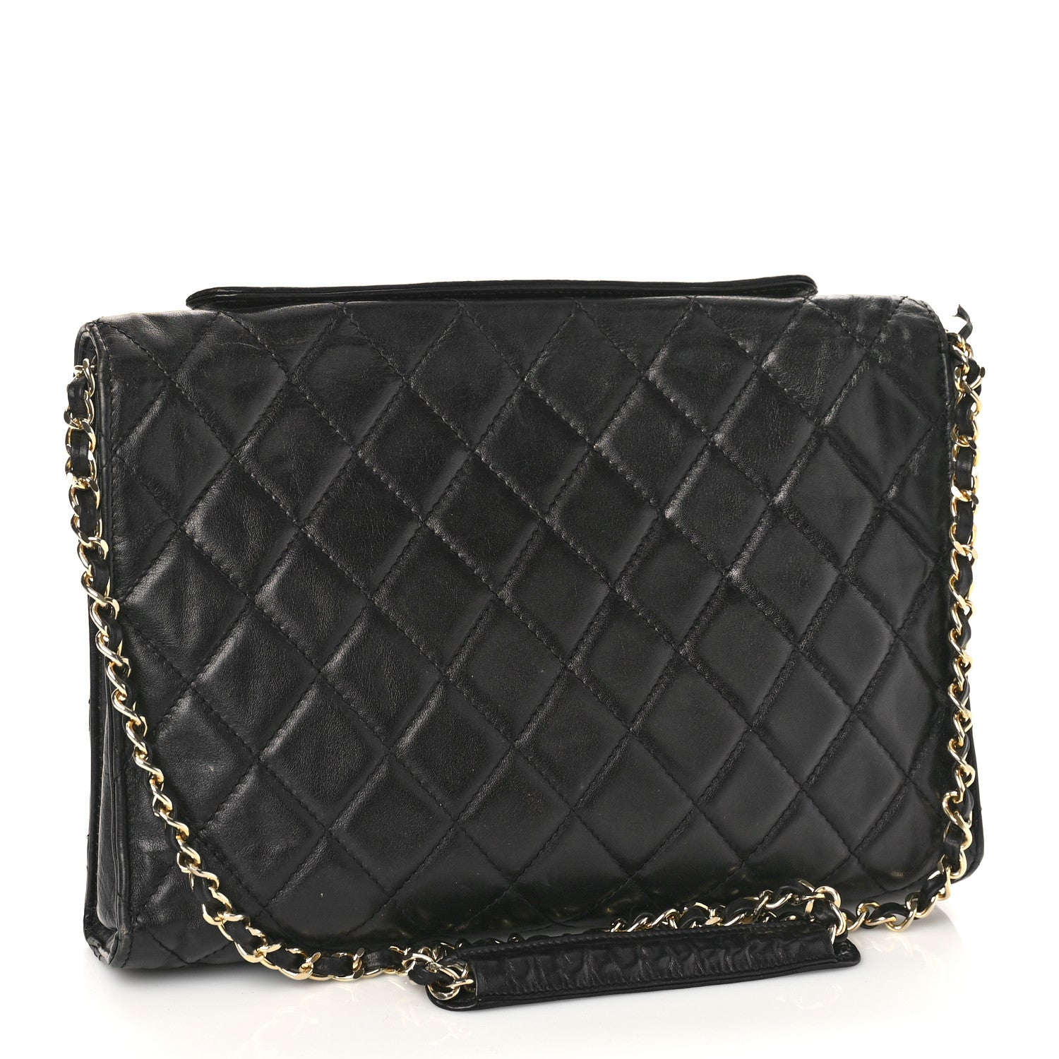 Chanel Lambskin Diamond Stitch Envelope Single Flap Black 3 of 12