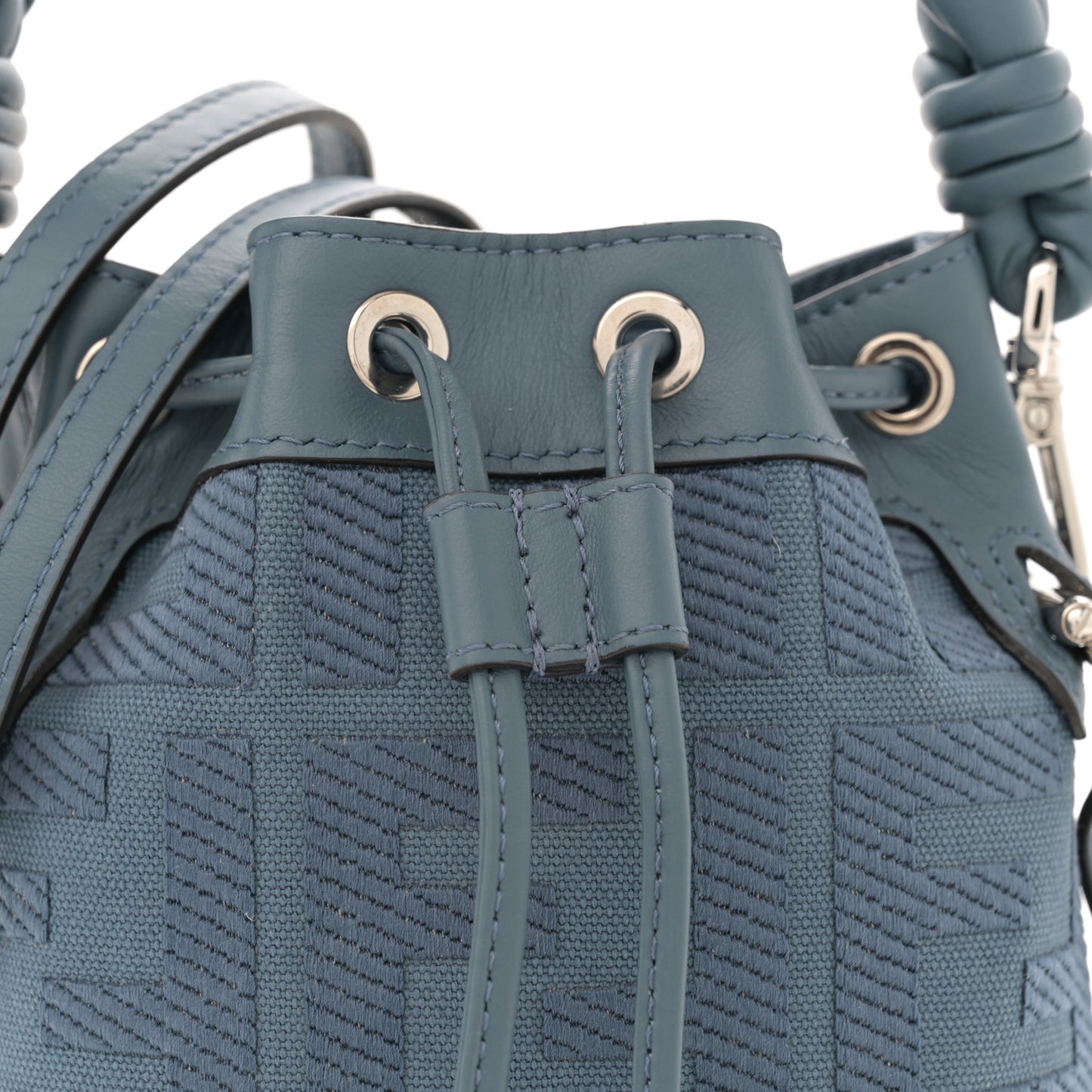 Canvas Vitello Grace F is Fendi FF Embroidered Mini Mon Tresor Bucket Bag Mirto