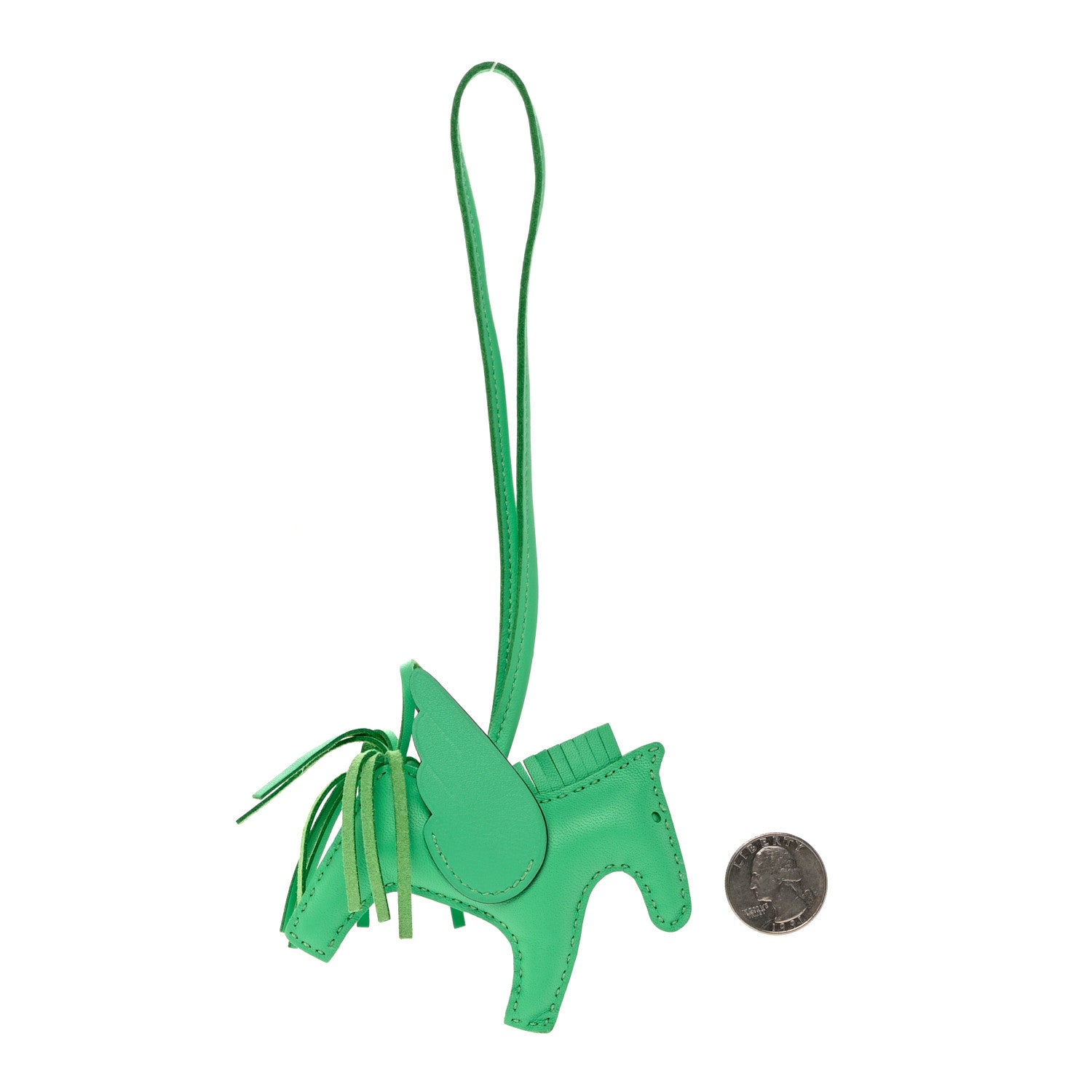 Hermes Milo Lambskin Grigri Rodeo Pegase Horse Bag Charm PM Vert Comics 2 of 5