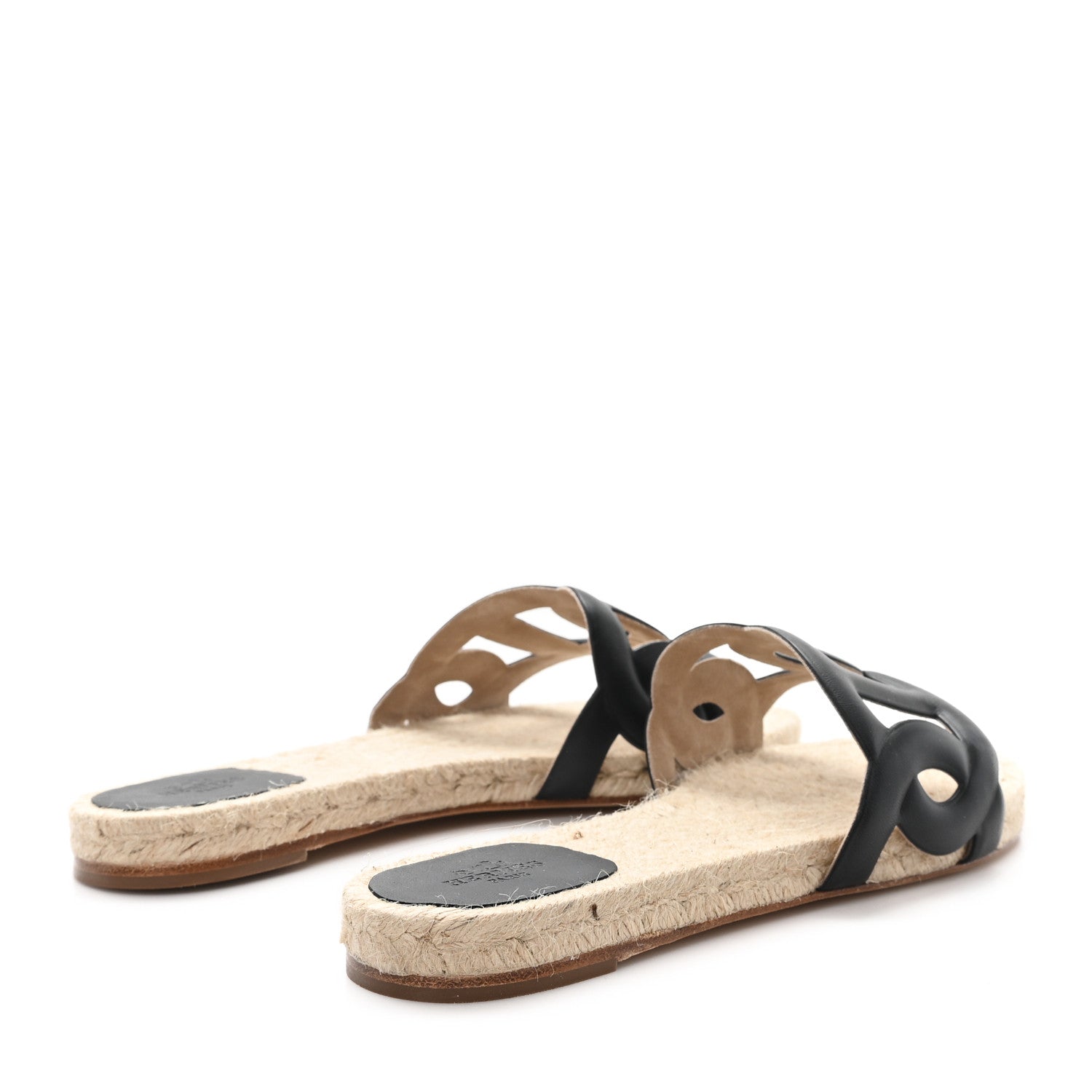 Hermes Nappa Famosa Espadrille Sandals 39 Black 5 of 9