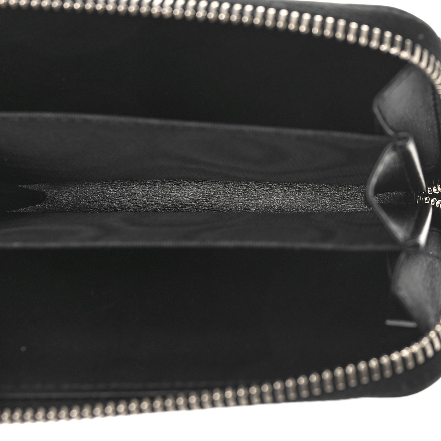 Calfskin Debossed Logo Small Zip Around Wallet Black