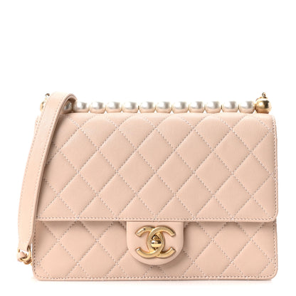 Chanel Goatskin Quilted Small Chic Pearls Flap Beige 2 of 19