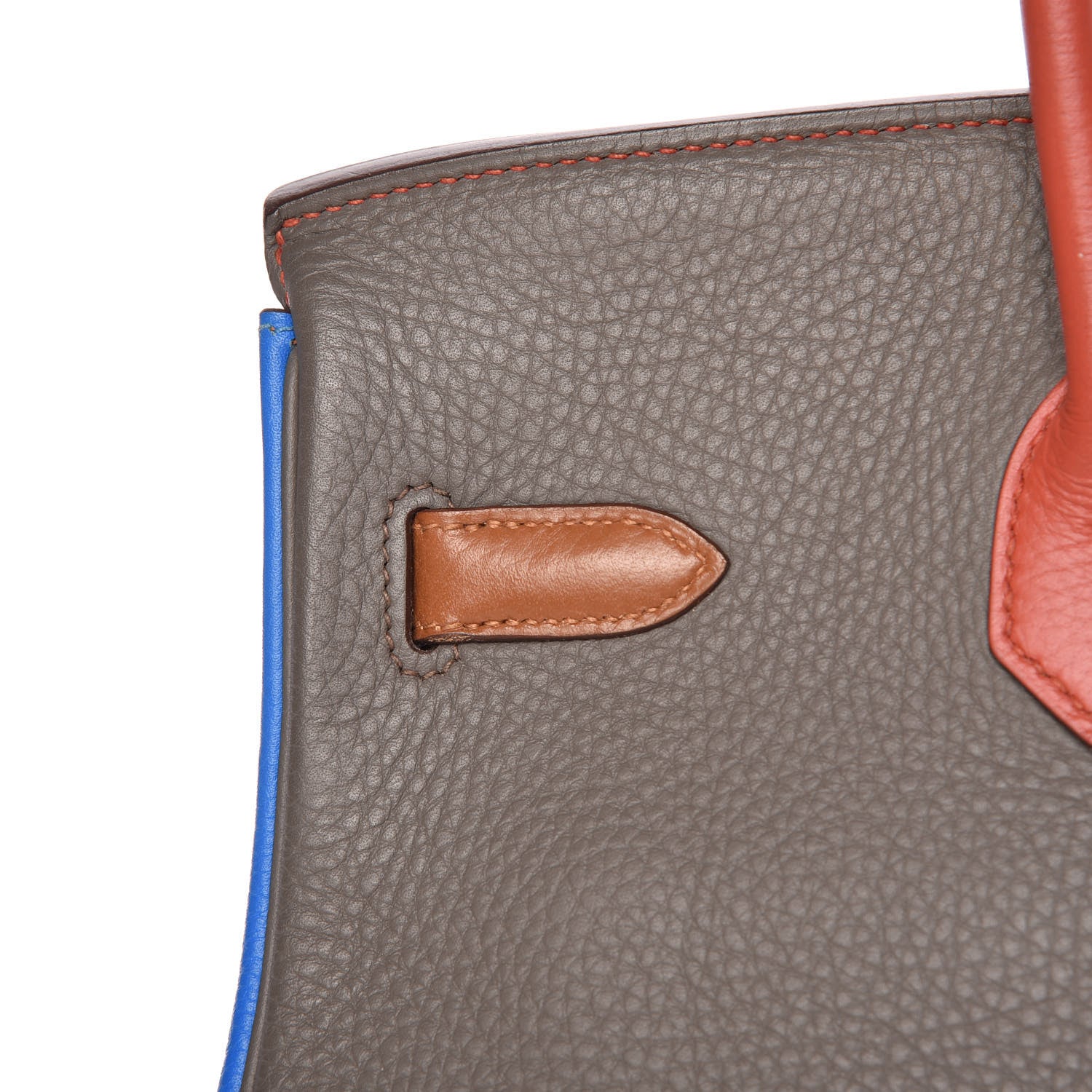 Hermes Taurillon Clemence Arlequin Birkin 35 Orange Sanguine Gold Bleu Lin Bleu Hydra Etain 26 of 35