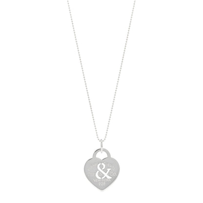 Tiffany Sterling Silver Return to Tiffany Ampersand Heart Pendant Bead Chain Necklace 1 of 4