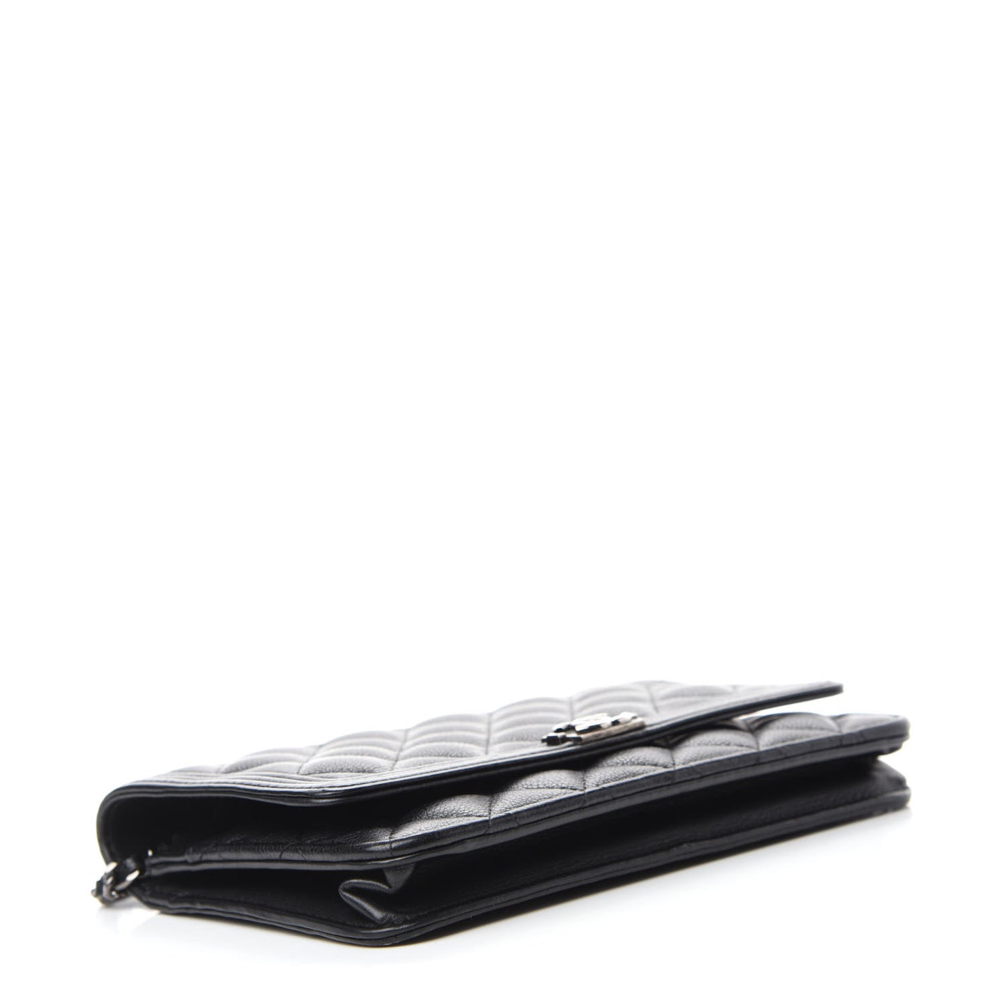 Calfskin Quilted Boy Wallet On Chain WOC Black