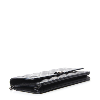 Chanel Calfskin Quilted Boy Wallet On Chain WOC Black 4 of 15