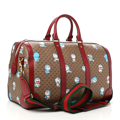 Gucci X DORAEMON Mini Vintage GG Supreme Monogram Web Duffle Travel Bag Beige Cherry Red 2 of 9