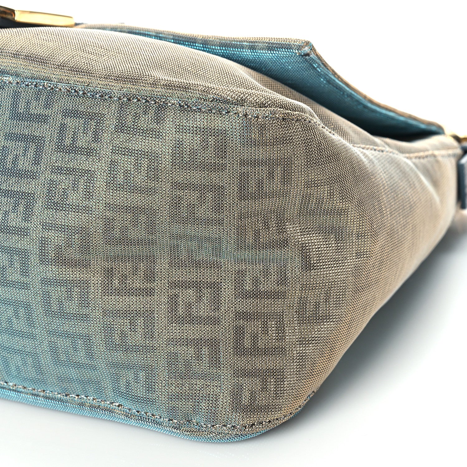 Fendi Metallic Zucchino Canvas Forever Mama Baguette Platinum Light Blue 9 of 9