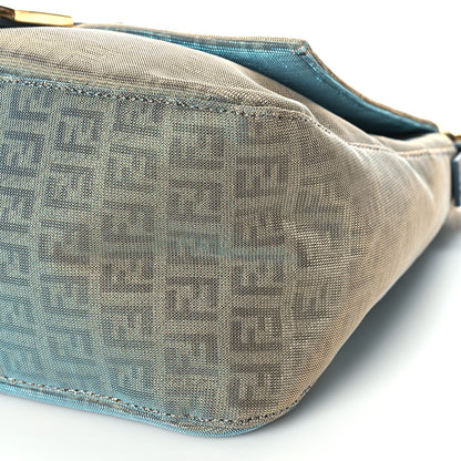 Fendi Metallic Zucchino Canvas Forever Mama Baguette Platinum Light Blue 9 of 9