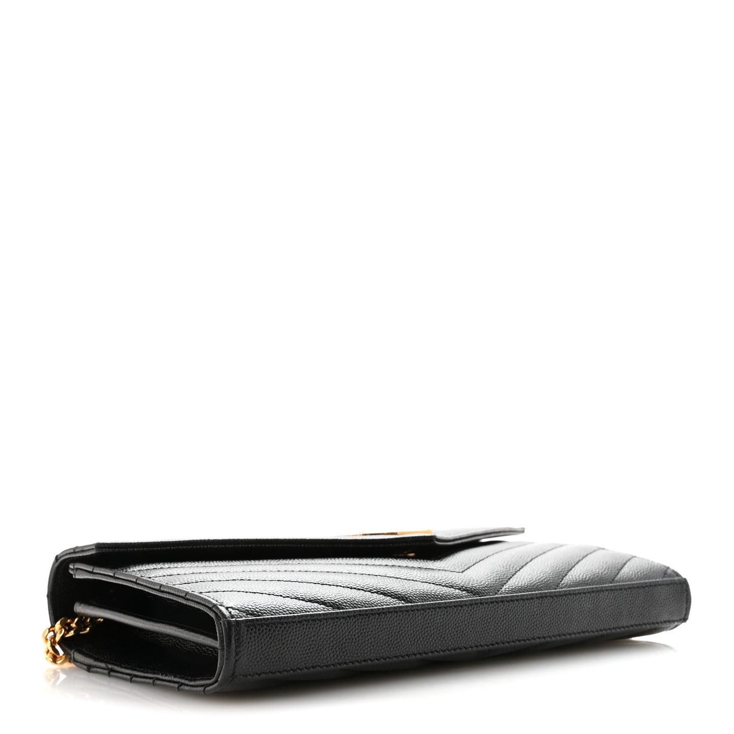 Grain De Poudre Matelasse Chevron Monogram Chain Wallet Black
