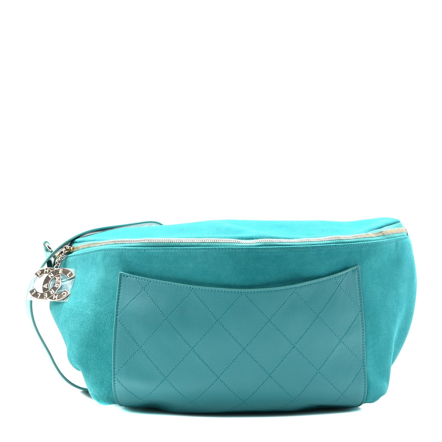 X PHARRELL WILLIAMS Suede Lambskin Oversized Waist Belt Bag Turquoise
