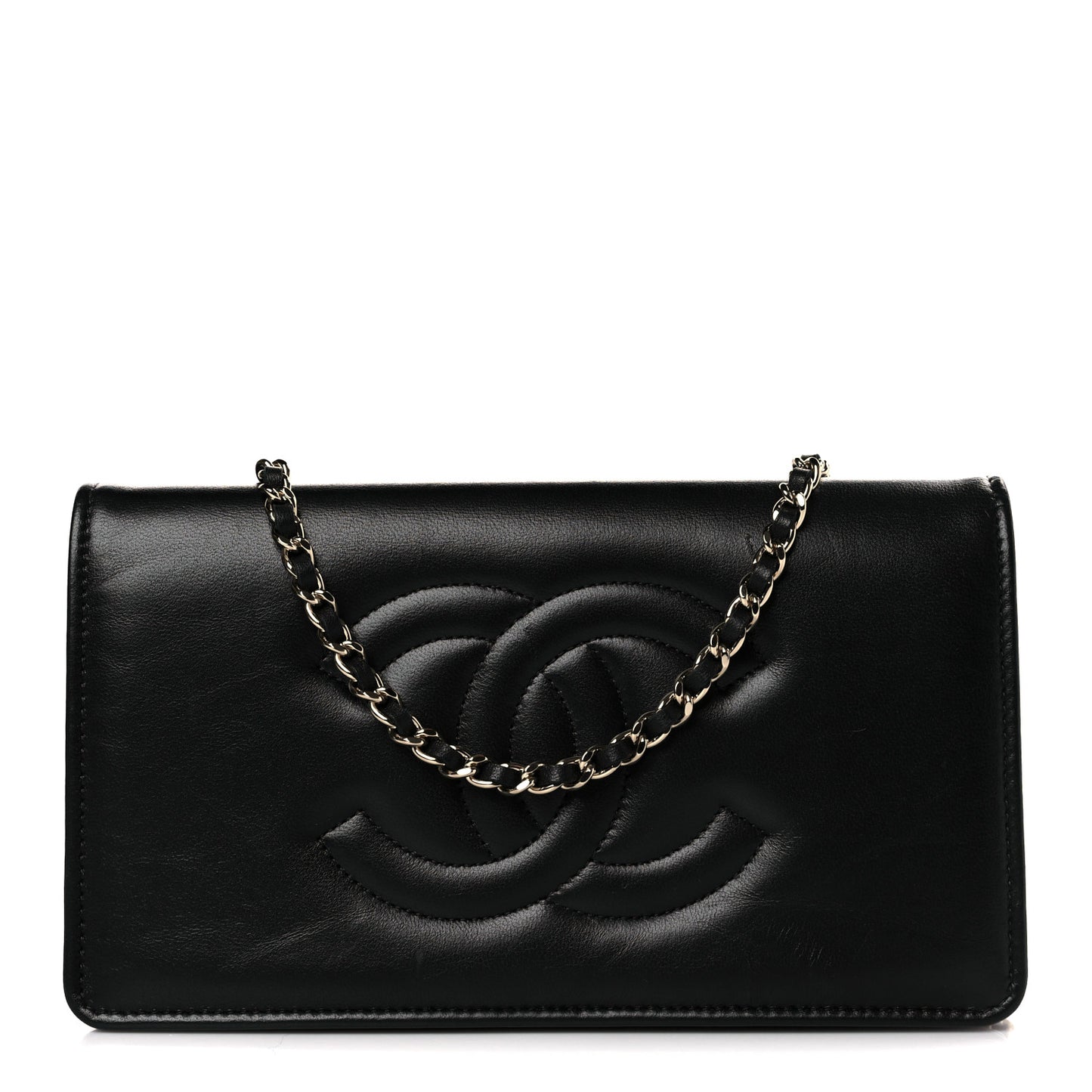 Lambskin Quilted Timeless CC Wallet On Chain WOC Black