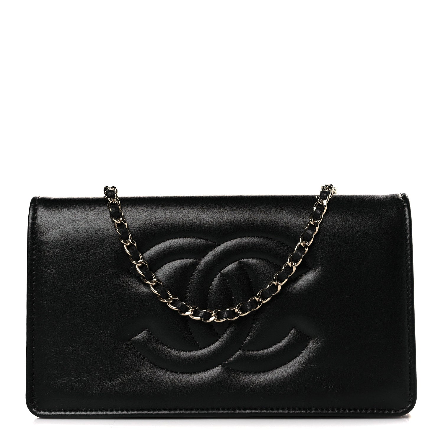 Chanel Lambskin Quilted Timeless CC Wallet On Chain WOC Black 1 of 10