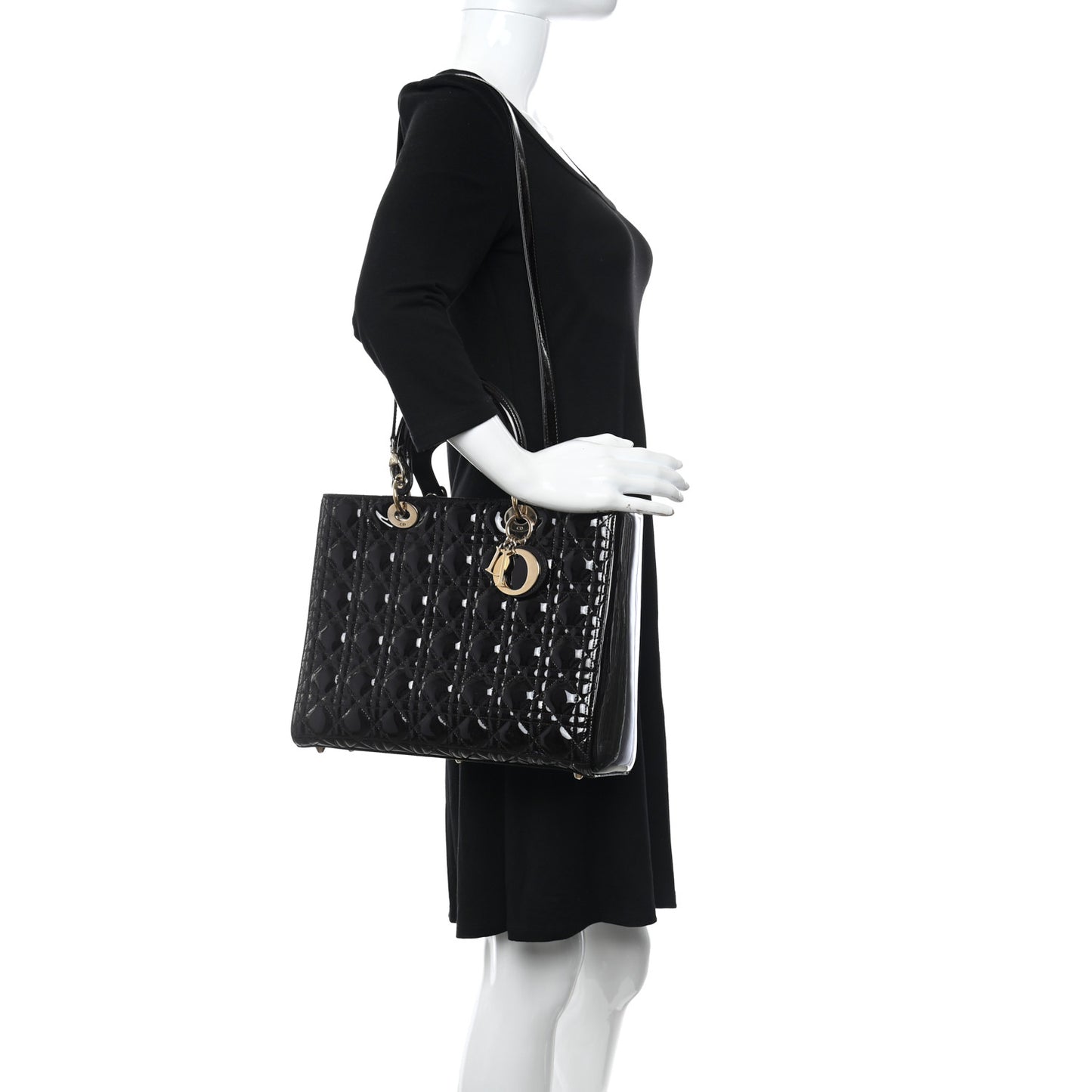 Patent Cannage Large Lady Dior Burgundy
