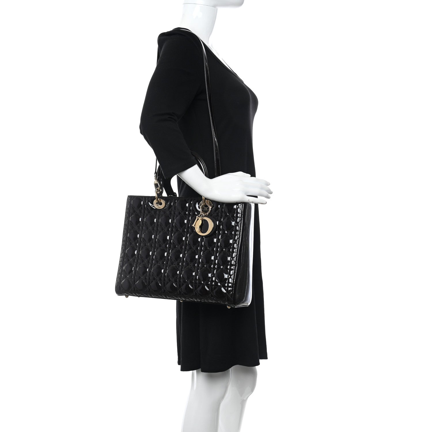 Christian Dior Patent Cannage Large Lady Dior Burgundy 2 of 11