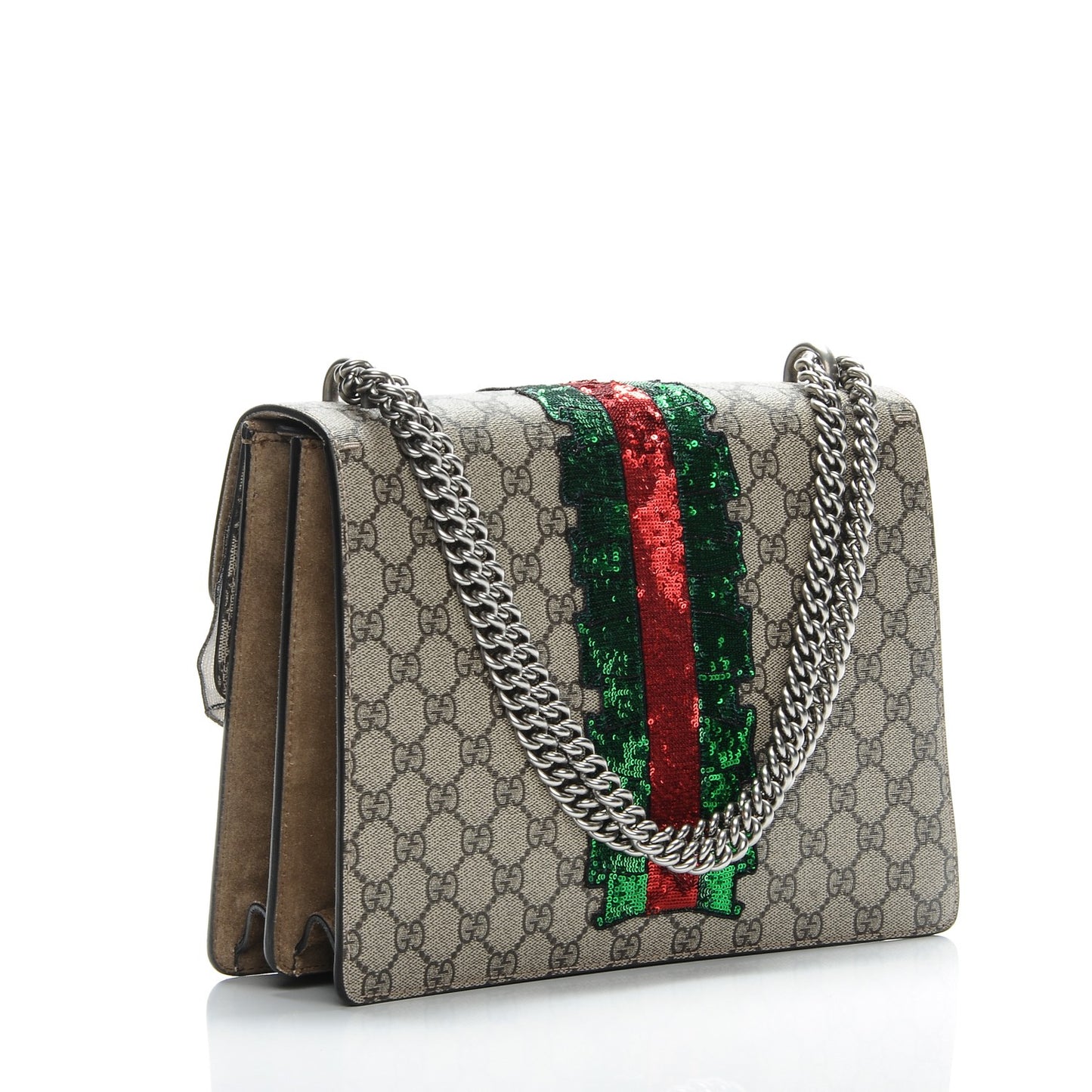 GG Supreme Monogram Lightning Embroidered Medium Dionysus Shoulder Bag Beige