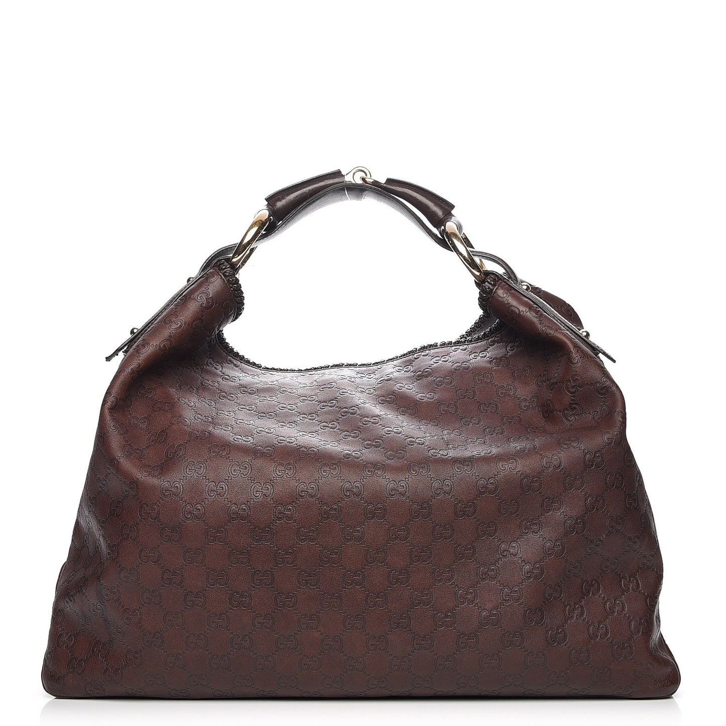 Guccissima Large Horsebit Chain Hobo Chocolate