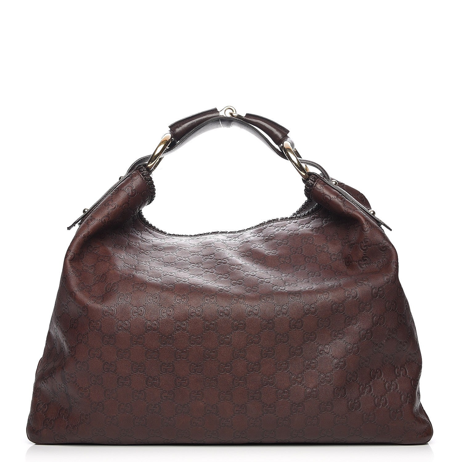 Gucci Guccissima Large Horsebit Chain Hobo Chocolate 1 of 8