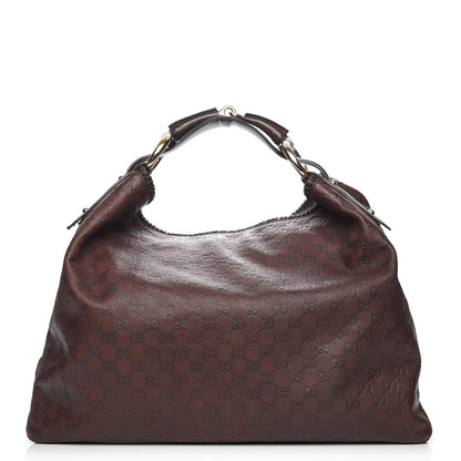 Gucci Guccissima Large Horsebit Chain Hobo Chocolate 1 of 8