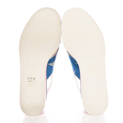 Gucci Lurex Starry Sky Crossover Platform Sandals 37.5 Bleuette Silver 5 of 8