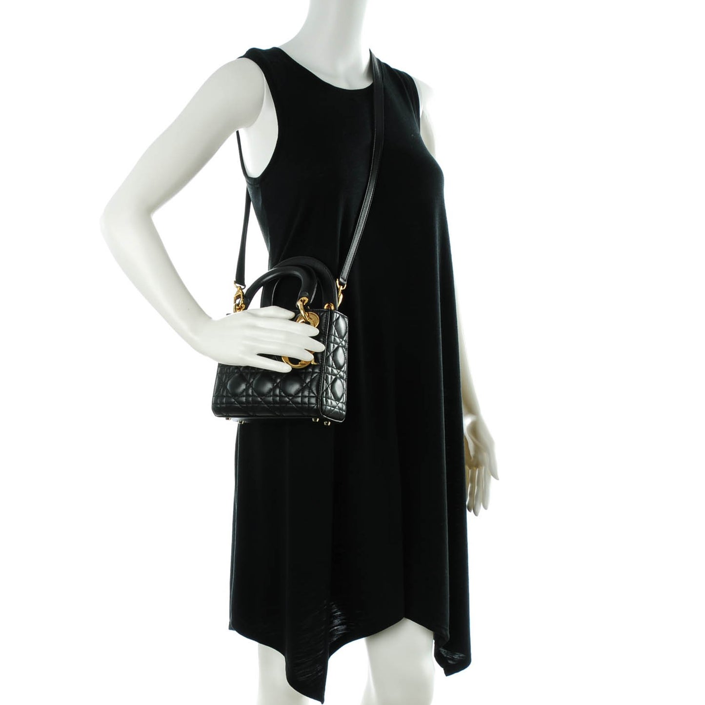Lambskin Cannage Mini Lady Dior Black
