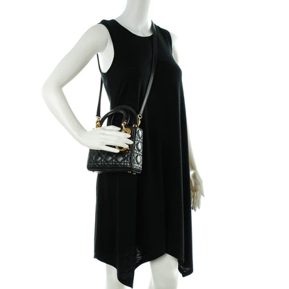 Christian Dior Lambskin Cannage Mini Lady Dior Black 2 of 7