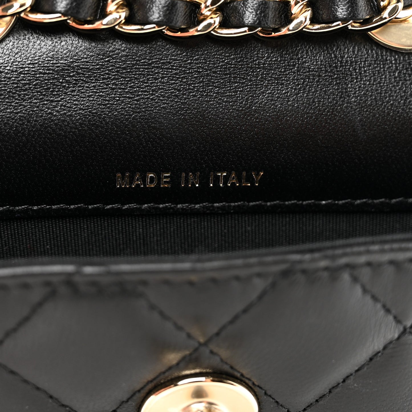 Lambskin Quilted Trendy CC Card Holder On Chain Black