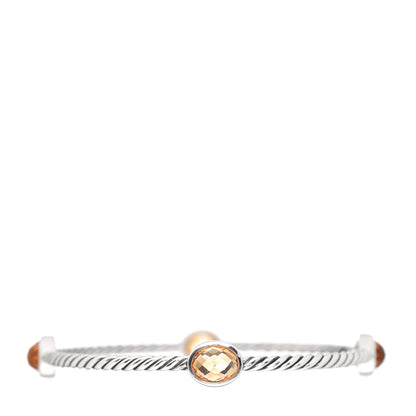 David Yurman Sterling Silver Citrine 3mm 4 Station Bangle Bracelet 3 of 4