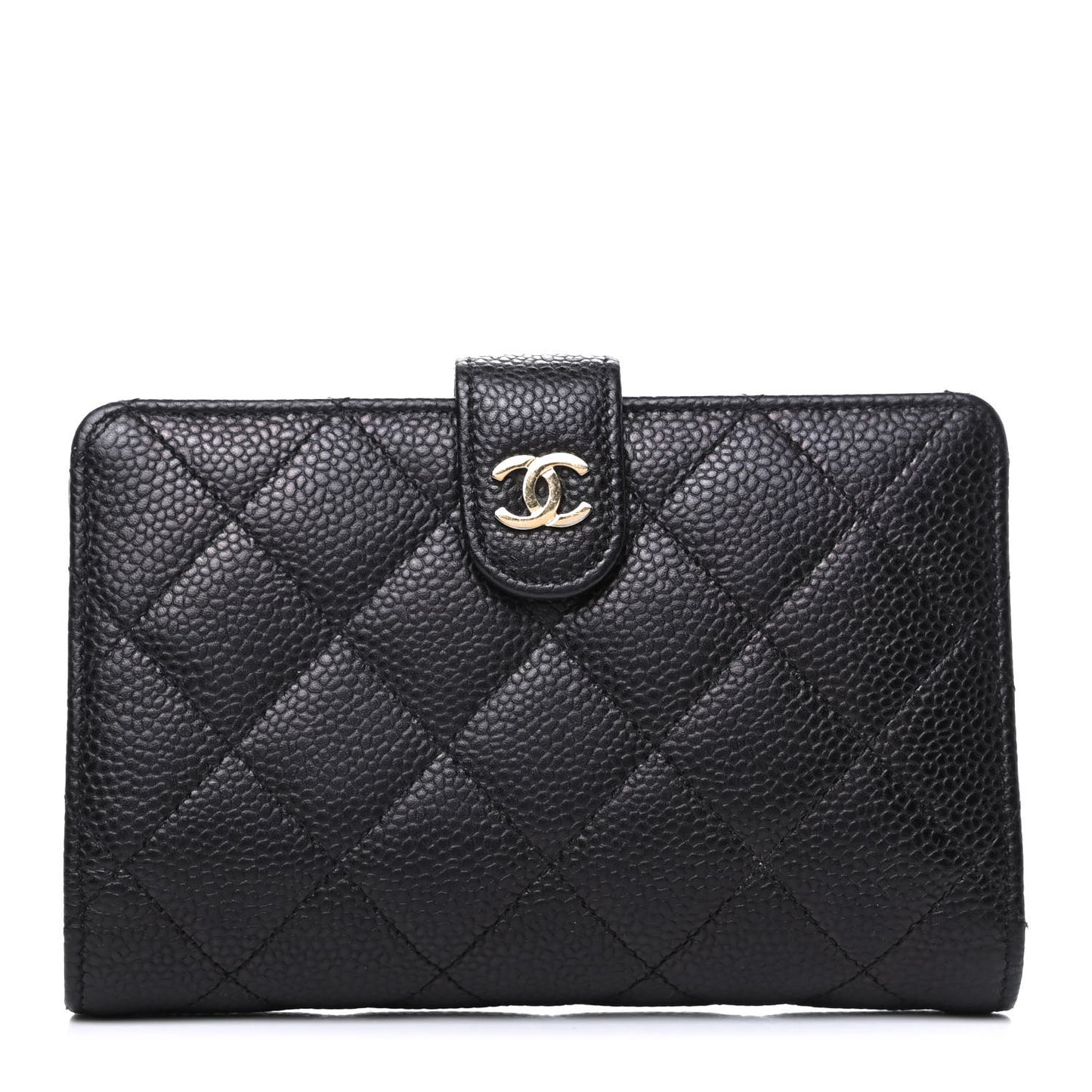 Caviar Quilted Zipped Pocket Wallet Black
