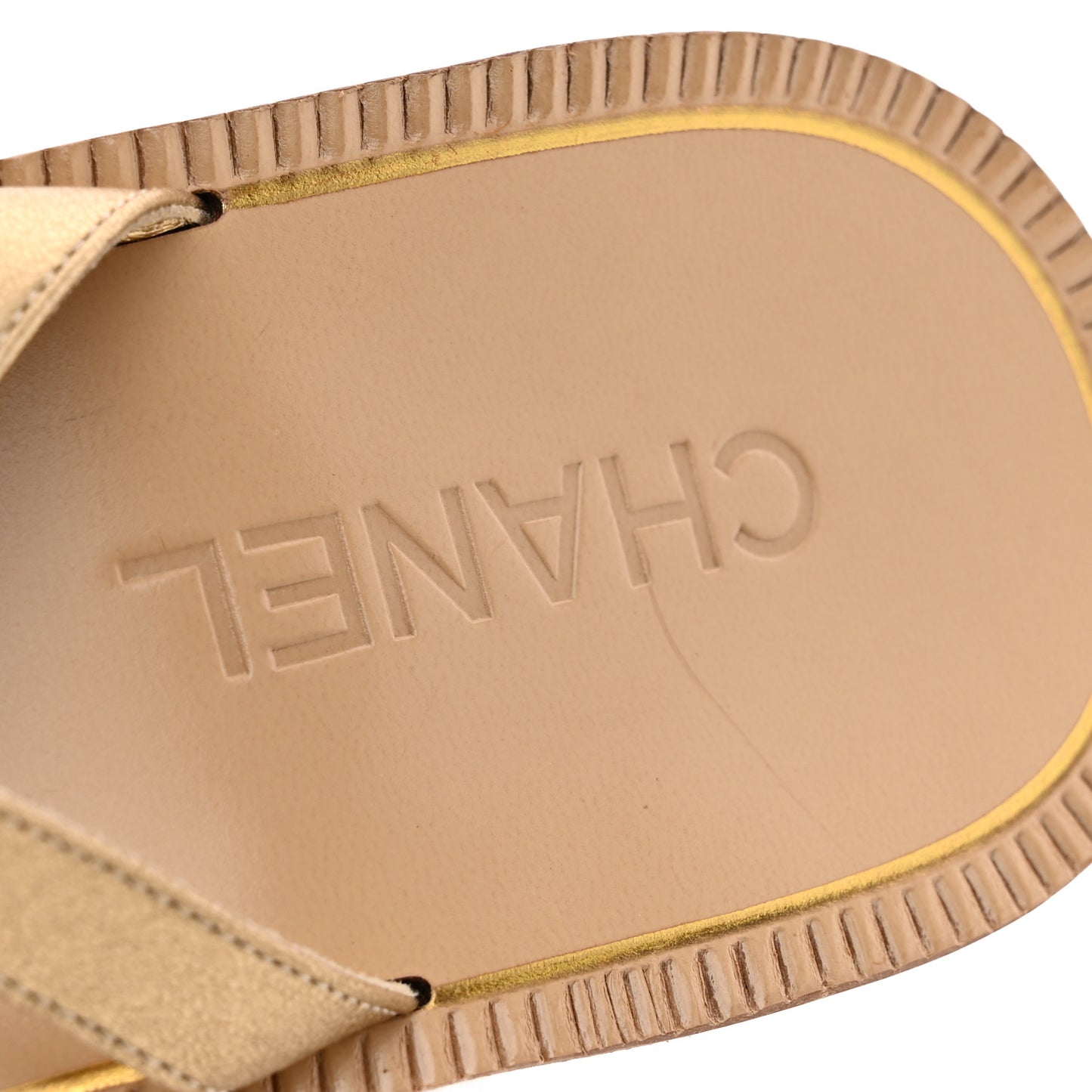 Laminated Lambskin CC Sandals 38 Gold