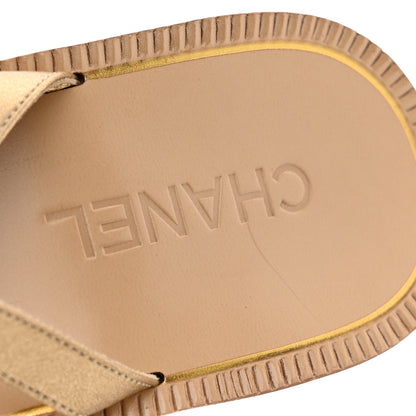 Chanel Laminated Lambskin CC Sandals 38 Gold 9 of 11