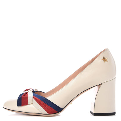 Gucci Malaga Kid Web Bow Pumps 40 White 1 of 9