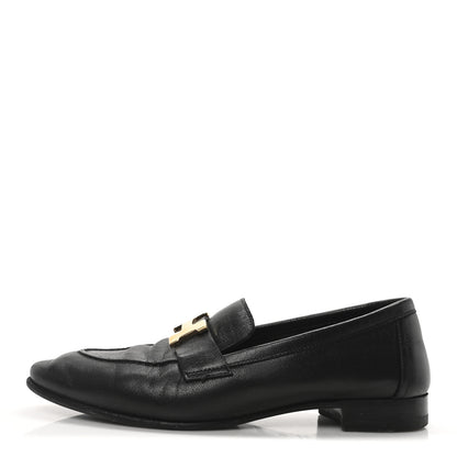 Hermes Goatskin Womens Paris Loafers 35 Black 1 of 9