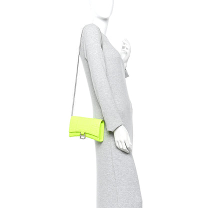 Balenciaga Shiny Calfskin Crocodile Embossed Hourglass Chain Bag Fluo Yellow 2 of 10