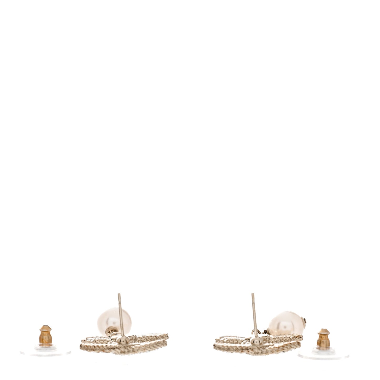 Crystal Pearl CC Drop Earrings Gold