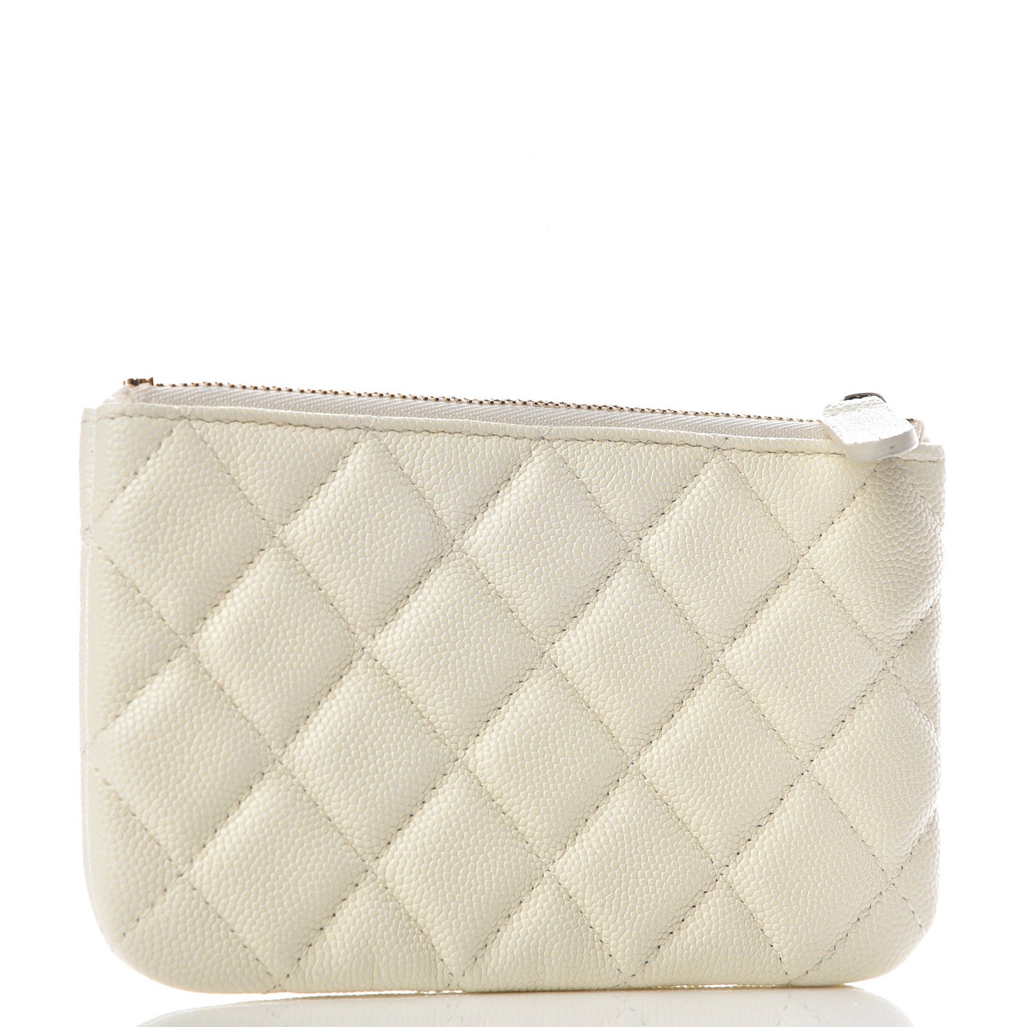 Caviar Quilted Small Cosmetic Case White