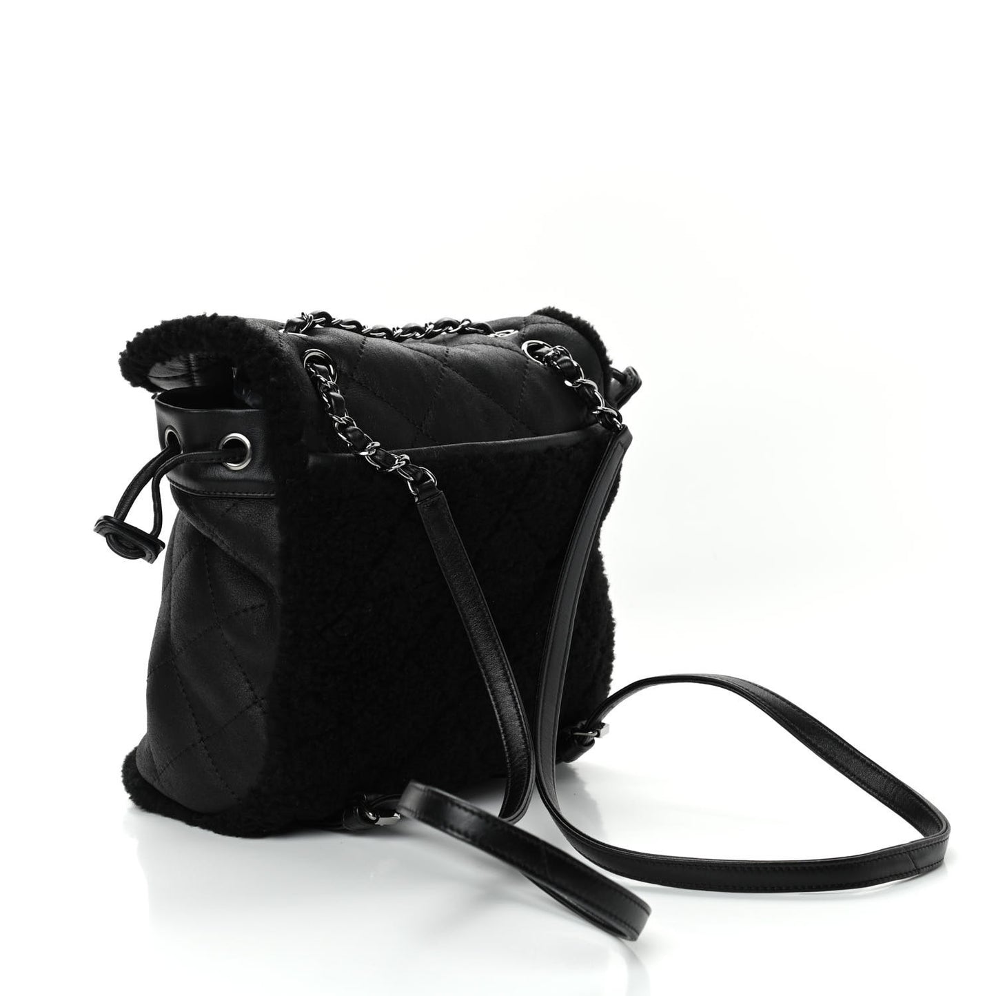 Lambskin Shearling Coco Neige Backpack Black