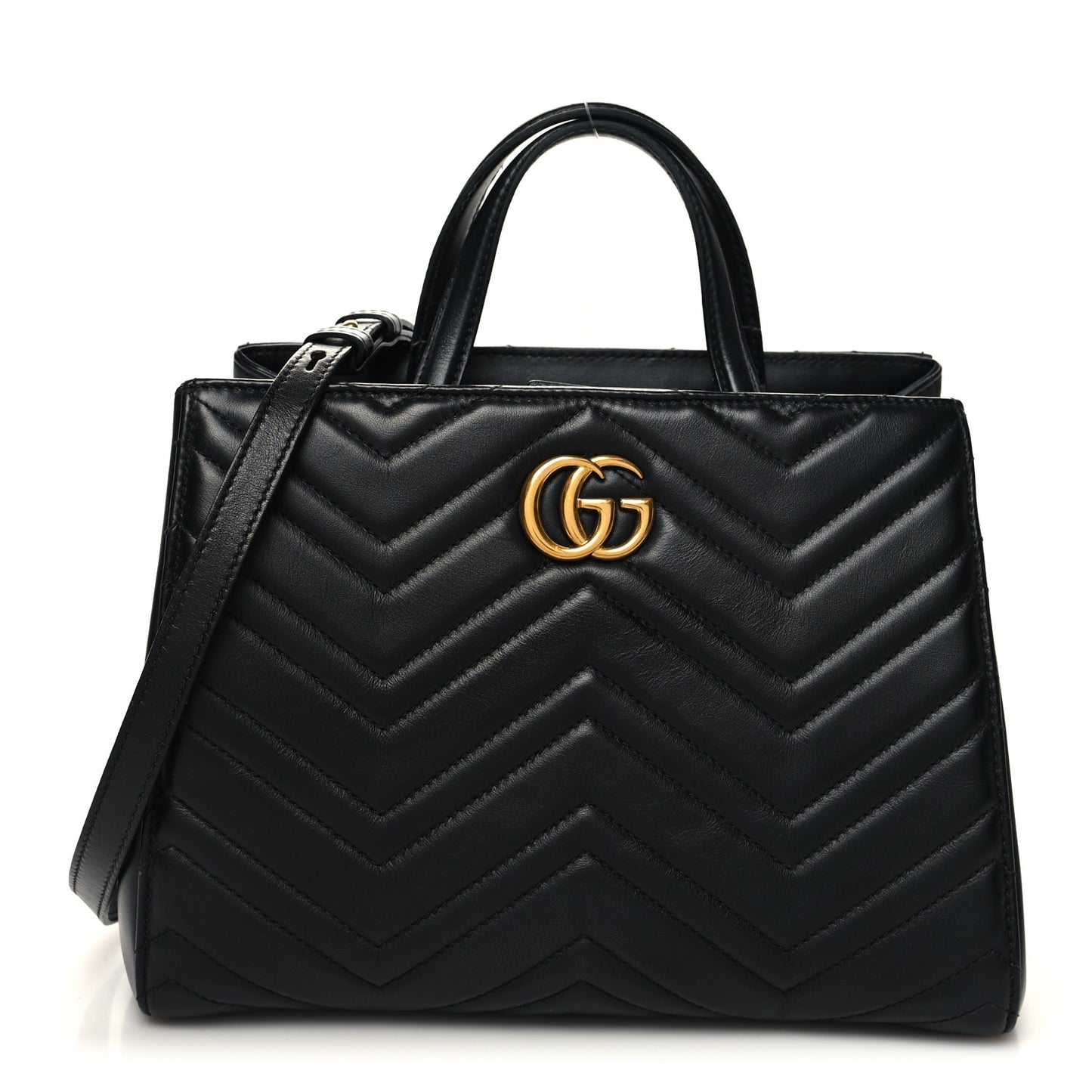 Calfskin Matelasse Small GG Marmont Tote Black