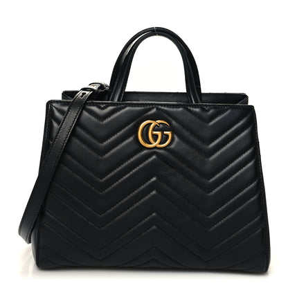 Gucci Calfskin Matelasse Small GG Marmont Tote Black 1 of 11