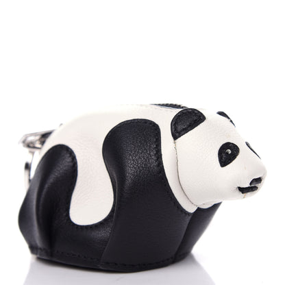 Loewe Calfskin Panda Coin Pouch Bag Charm Key Holder Black White 3 of 6