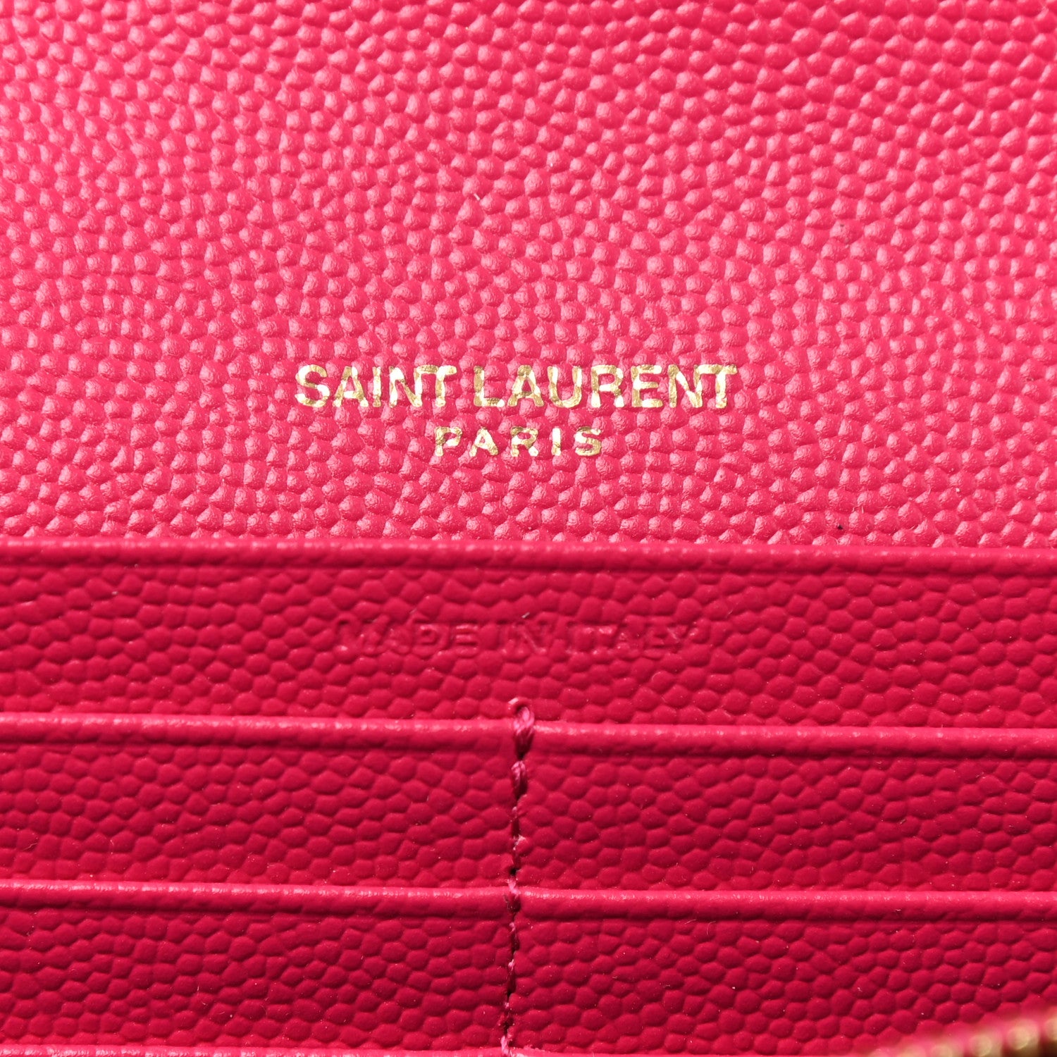 Saint Laurent Grain De Poudre Matelasse Chevron Monogram Flap Wallet Fuxia 7 of 7