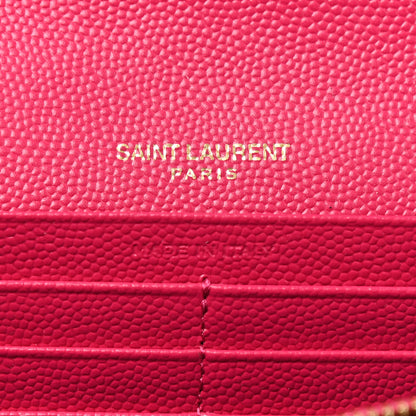 Saint Laurent Grain De Poudre Matelasse Chevron Monogram Flap Wallet Fuxia 7 of 7