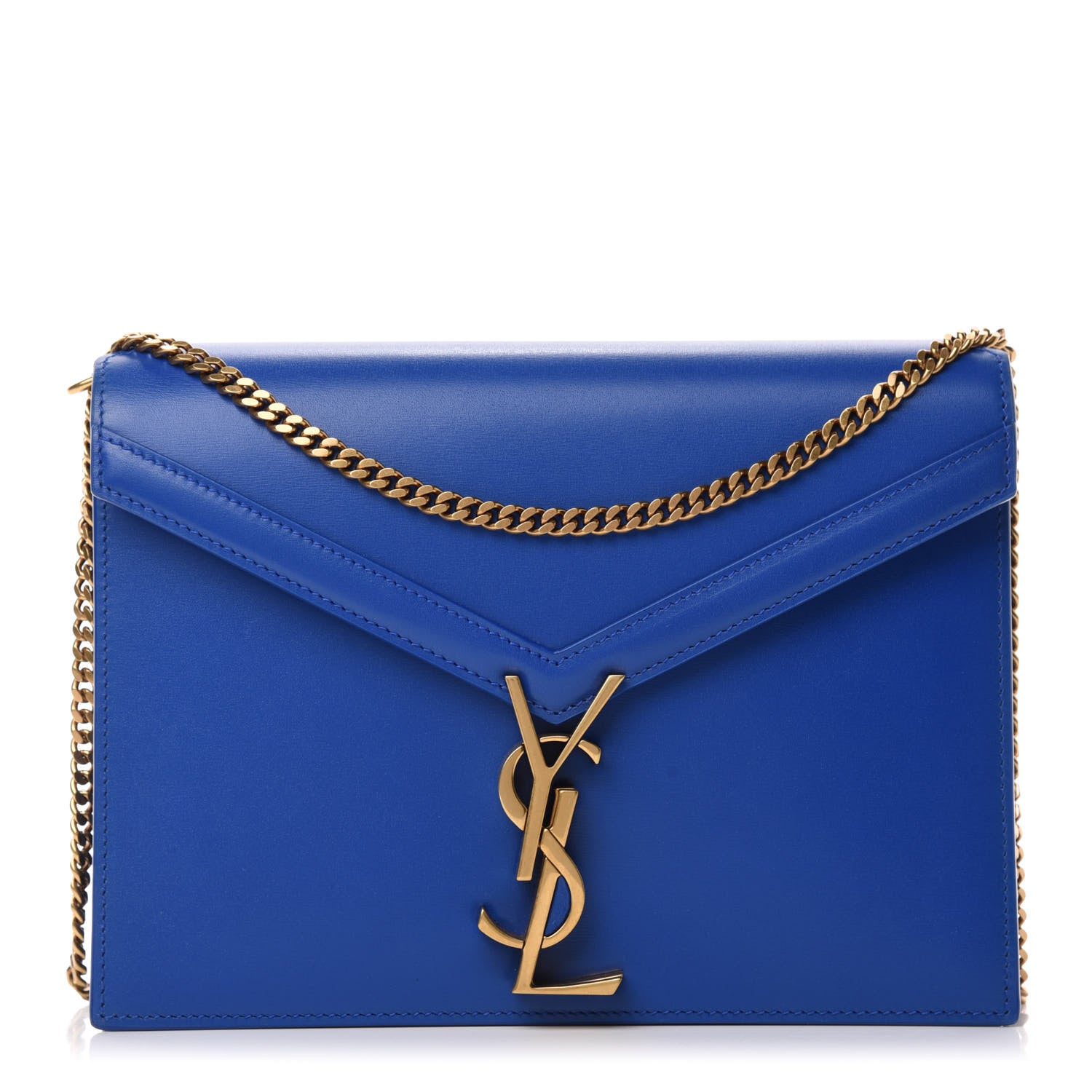 Saint Laurent Smooth Calfskin Monogram Cassandra Clasp Bag Blue Majorelle 1 of 11