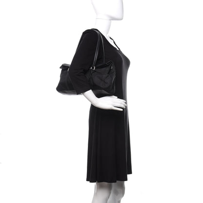Prada Tessuto Nylon Vitello Foldover Pushlock Satchel Black 2 of 11
