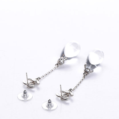 Chanel Resin Crystal CC Drop Earrings Silver 3 of 5