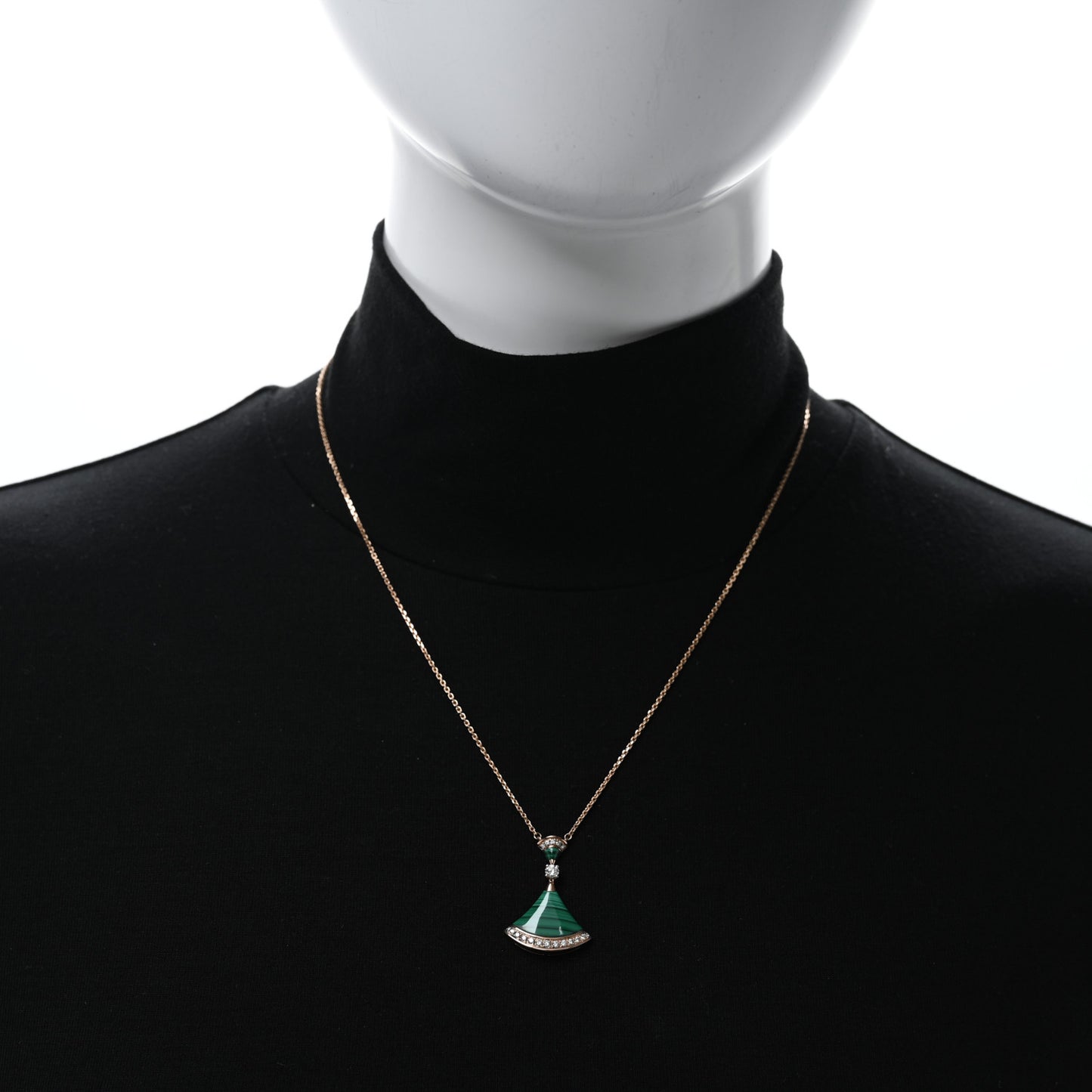 18K Rose Gold Diamond Malachite Divas' Dream Pendant Necklace