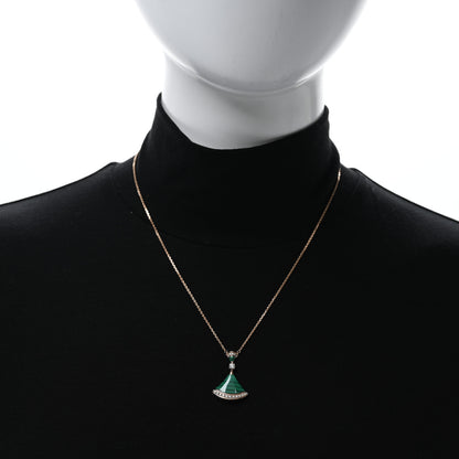Bulgari 18K Rose Gold Diamond Malachite Divas' Dream Pendant Necklace 3 of 5
